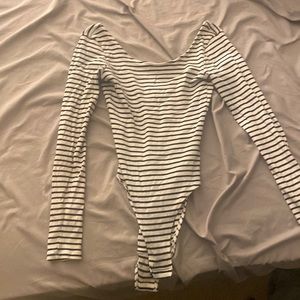 H&M white and black striped bodysuit